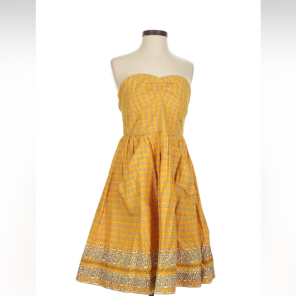 Strapless Yellow Printed Sundress